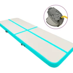 Täytettävä voimistelumatto pumpulla 400x100x15 cm PVC vihreä