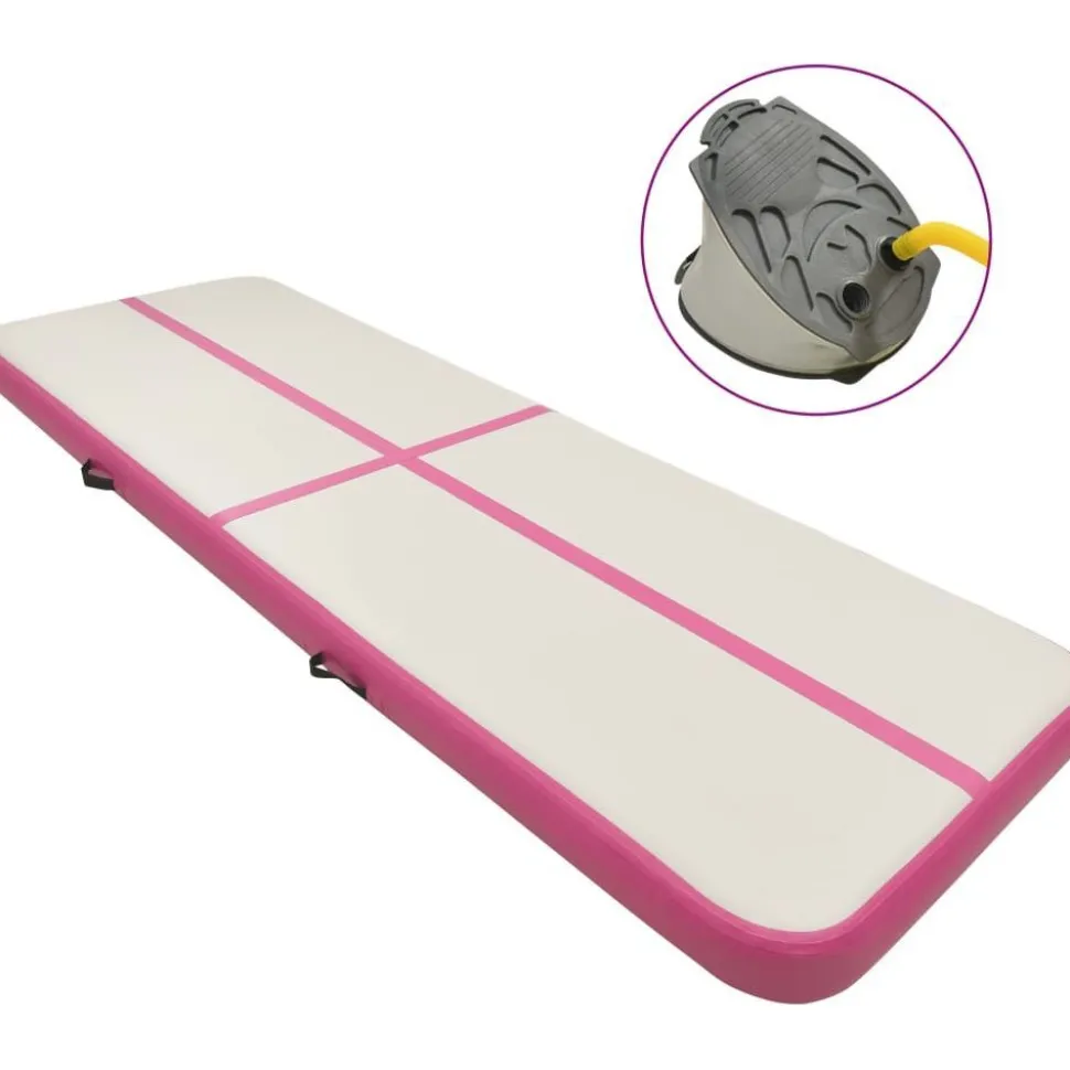 Täytettävä voimistelumatto pumpulla 300x100x20 cm PVC pinkki