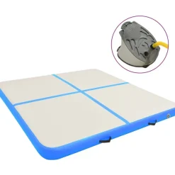 Täytettävä voimistelumatto pumpulla 200x200x10cm PVC sininen