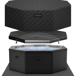 Ulkoporeallas Wave Spa Como, 6 hlöä, 90 suutinta, WiFi, kahdeksankulmainen, koottava, musta