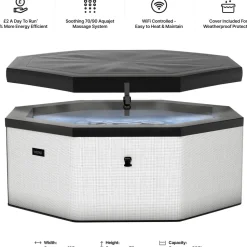 Ulkoporeallas Wave Spa Como, 6 hlöä, 90 suutinta, WiFi, kahdeksankulmainen, koottava, valkoinen