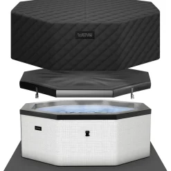 Ulkoporeallas Wave Spa Como, 6 hlöä, 90 suutinta, WiFi, kahdeksankulmainen, koottava, valkoinen