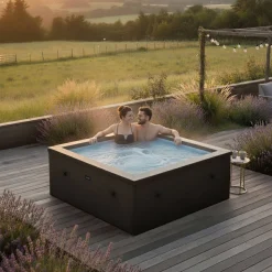 Ulkoporeallas Wave Spa Garda, 6 hlöä, 90 suutinta, WiFi, neliö, koottava, musta
