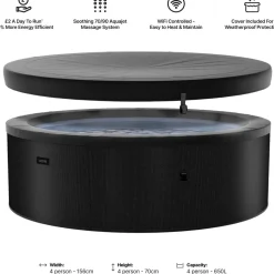 Ulkoporeallas Wave Spa Tahoe, 4 hlöä, 70 suutinta, WiFi, pyöreä, koottava, musta