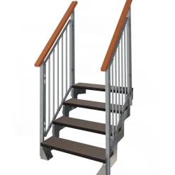Ulkoportaat Dolle Gardentop Trimax kahdella Nordic-kaiteella tummanruskea eri kokoja