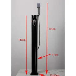 Ulkosuihku Demerx Sunny 10 Light, aurinkolämmitteinen, musta