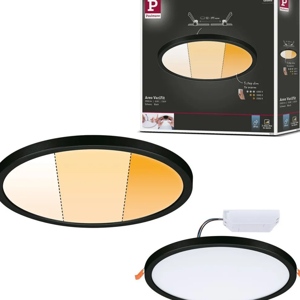 Upotettava LED-paneeli Paulmann VariFit Areo, IP44, Ø23cm, 16W, säädettävä värilämpötila, eri värejä