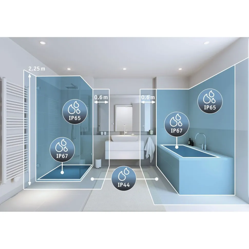 Upotettava LED-paneeli Paulmann VariFit Veluna Edge, IP44, Ø12cm, 8.5W, 3000K, valkoinen