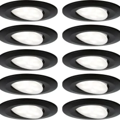 Upotettava LED-valaisin Paulmann Calla, 10kpl, IP65, Ø90mm, 6W, 500lm, 4000K, mattamusta