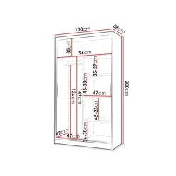 Vaatekaappi COSTA I, eri värivaihtoehtoja