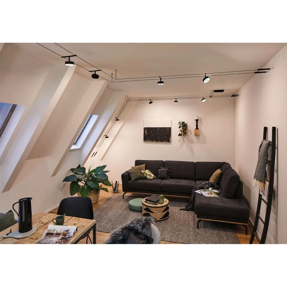 Vaijerivalaisinsetti Paulmann CorDuo Circle, 5x180lm, 5x5W, 3000K, 230/12V, eri värejä
