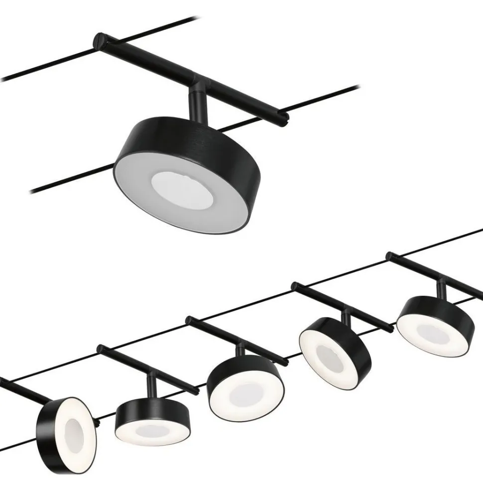 Vaijerivalaisinsetti Paulmann CorDuo Circle, 5x180lm, 5x5W, 3000K, 230/12V, eri värejä