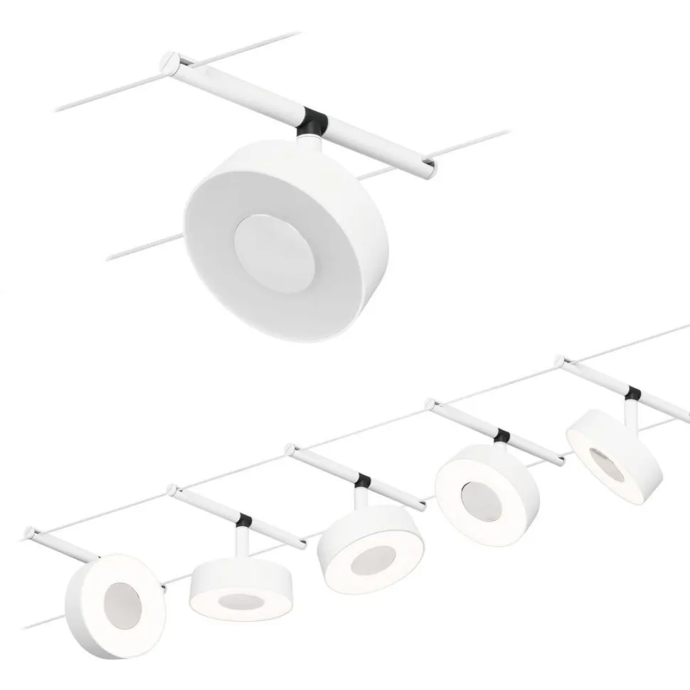 Vaijerivalaisinsetti Paulmann CorDuo Circle, 5x180lm, 5x5W, 3000K, 230/12V, eri värejä
