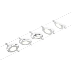 Vaijerivalaisinsetti Paulmann CorDuo RoundMac Basic, 3000K, 230/12V, 5 valaisinta, valkoinen/kromi