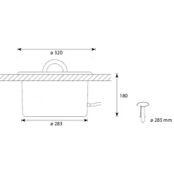 Valaiseva kiulu kahvoilla IB320 valokuiduille Ø 320x180 mm