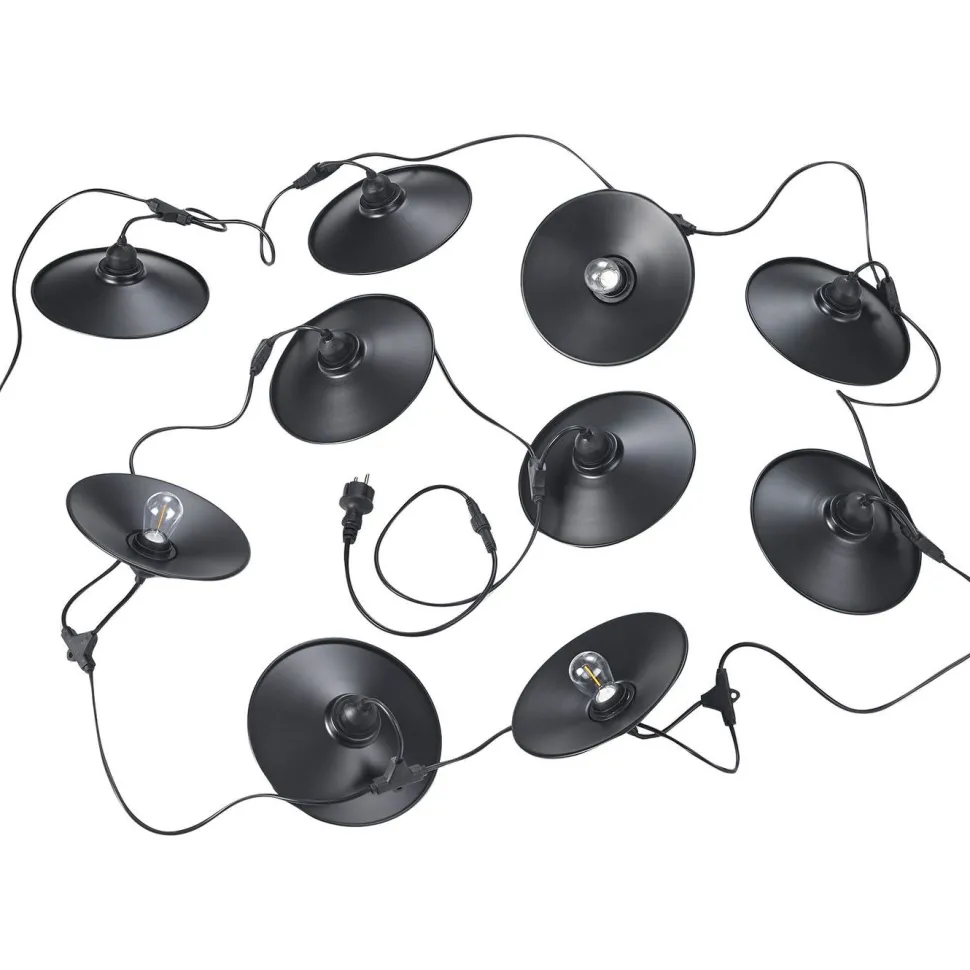 Valoketju Trio Chain 6.5m 10xE27 varjostimilla mattamusta