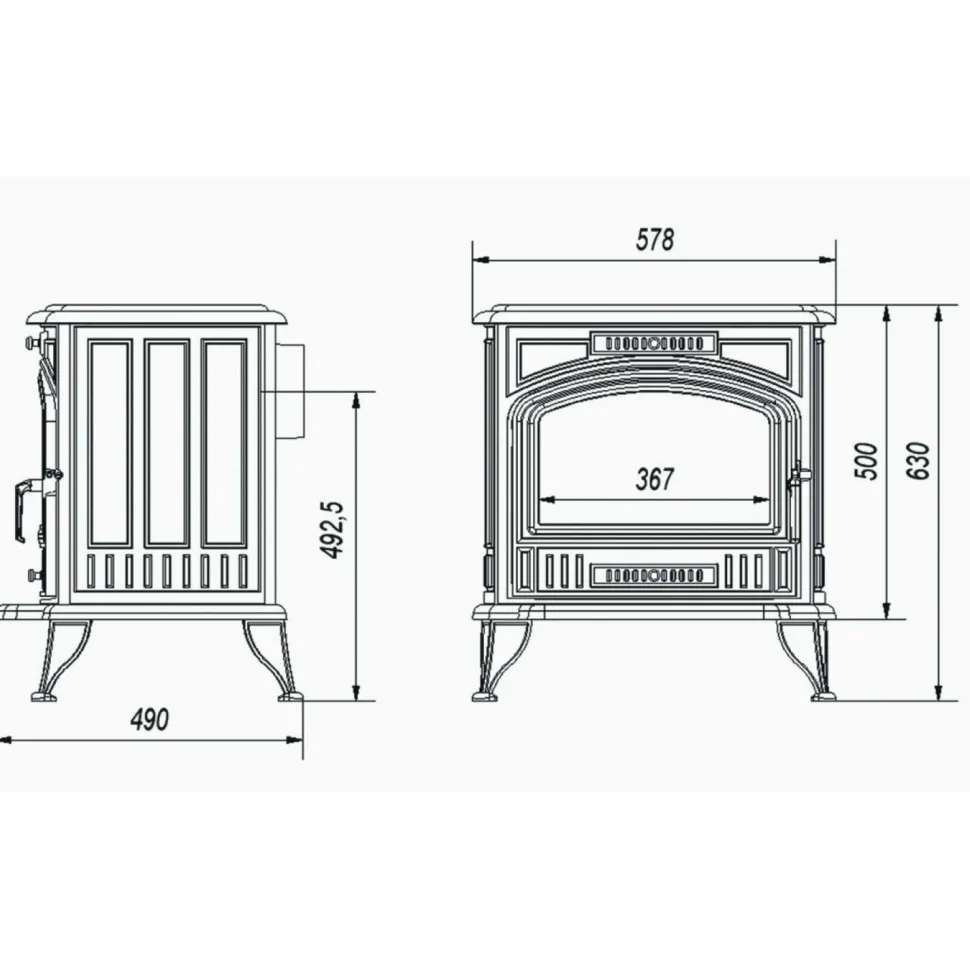 Valurautatakka Elisabeth, 8kW, 130kg