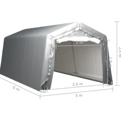 Varastoteltta 300x600 cm teräs harmaa (79588)