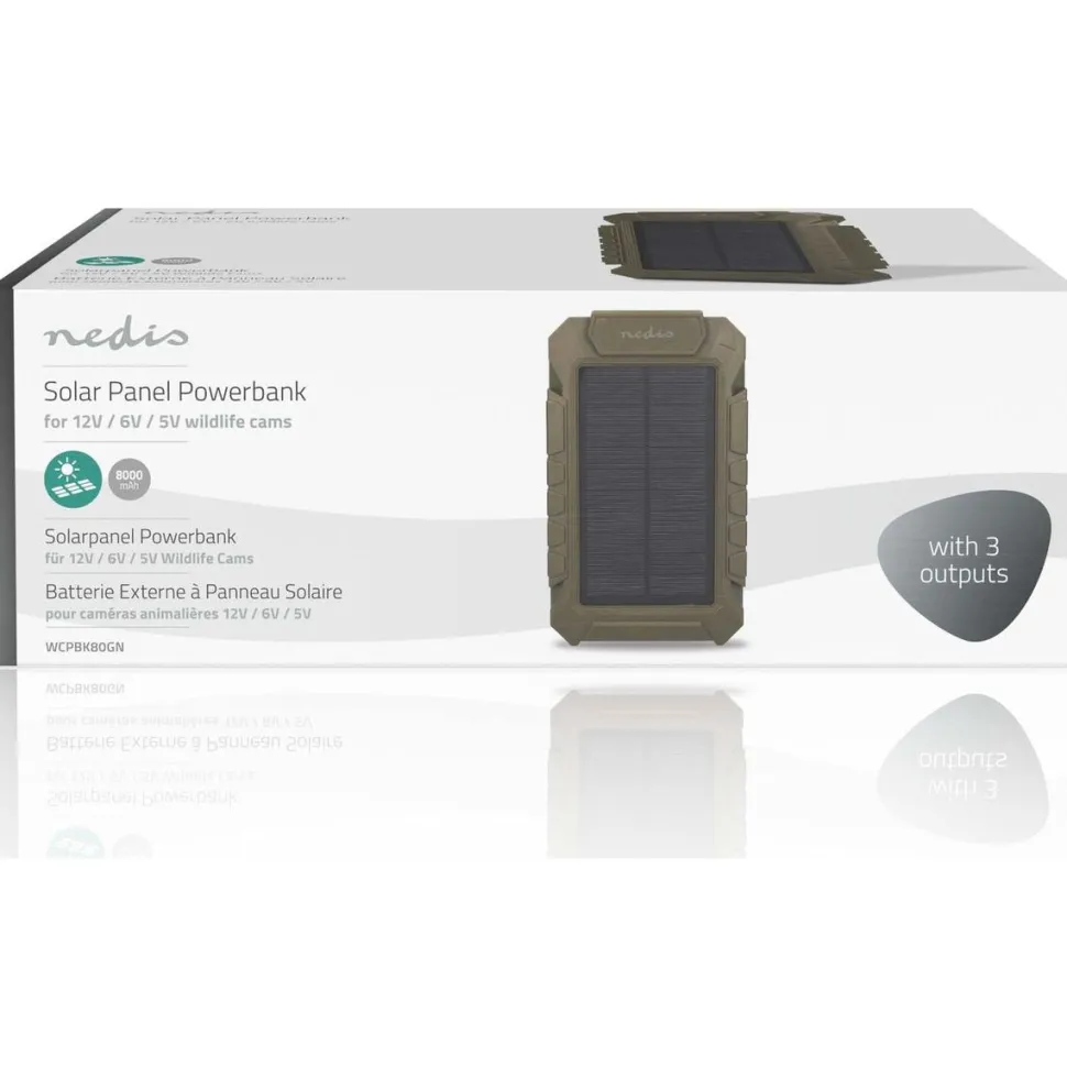 Varavirtalähde aurinkopaneelilla Nedis WCPBK80GN, 8000mAh
