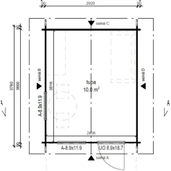 Vierasmaja LP Garden V-M, 10m², harjakatto