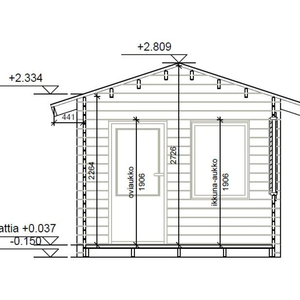 Vierasmaja LP Garden V-M, 10m², harjakatto