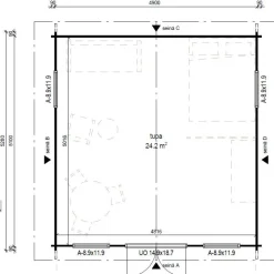 Vierasmaja LP Garden V-XXL, 25m², harjakatto