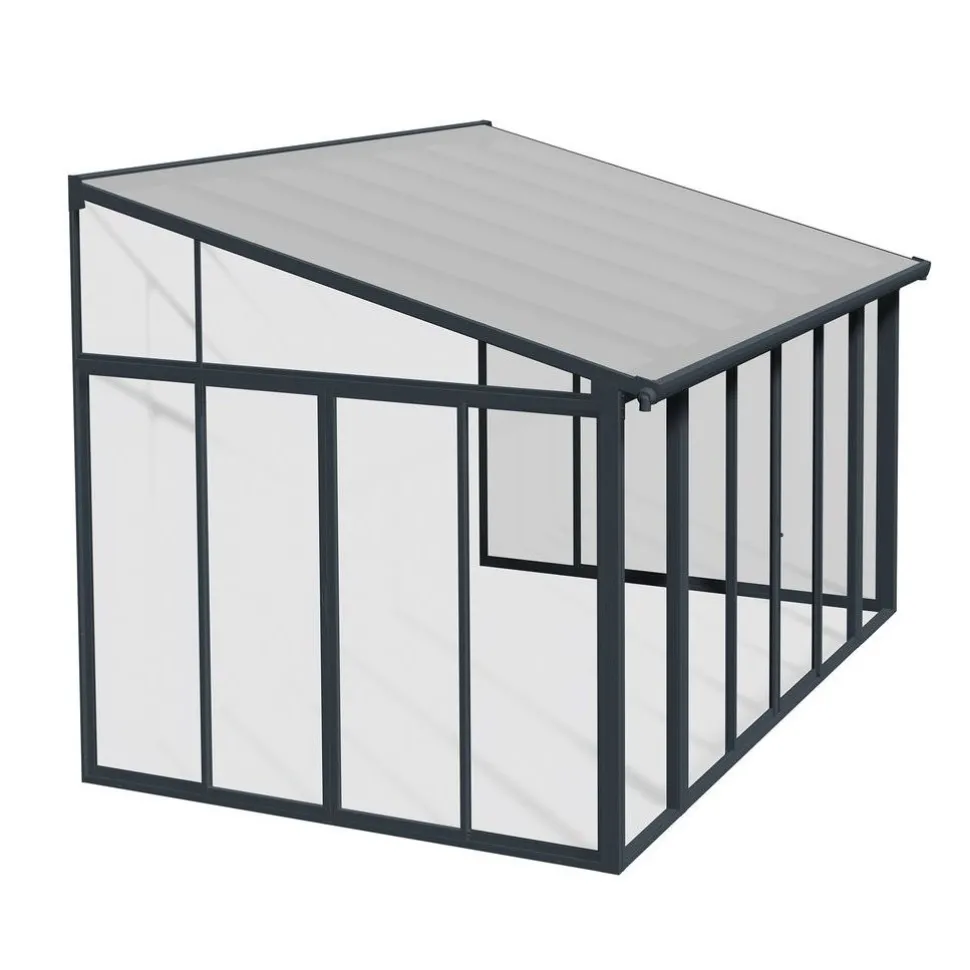 Viherhuone Palram-Canopia SanRemo Veranda, 12.8m², 3x4.25ft, harmaa