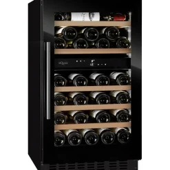 Viinikaappi mQuvée WineCave 800 50D Fullglass WCD50FGB-800, 49.5cm, 2 lämpötila-aluetta, integroitava, musta