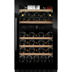 Viinikaappi mQuvée WineCave 800 50D Fullglass WCD50FGB-800, 49.5cm, 2 lämpötila-aluetta, integroitava, musta