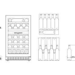 Viinikaappi mQuvée WineCave 800 50D Fullglass WCD50FGB-800, 49.5cm, 2 lämpötila-aluetta, integroitava, musta