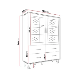 Vitriinikaappi LOTTA II 120 2D4S, beige/musta (2711)