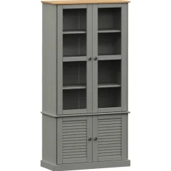 Vitriinikaappi VIGO harmaa 85x35x170 cm täysi mänty (53195)
