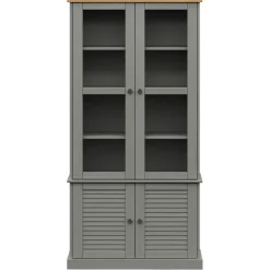 Vitriinikaappi VIGO harmaa 85x35x170 cm täysi mänty (53195)