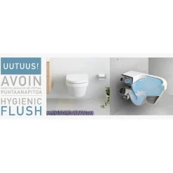WC-istuin Gustavsberg 5G84 Hygienic Flush seinään asennettava Soft close -kannella