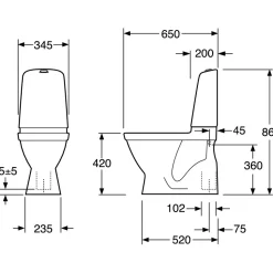 WC-istuin Gustavsberg Nautic 1500 Hygienic Flush kaksoishuuhtelu kanneton piilo S-Lukko