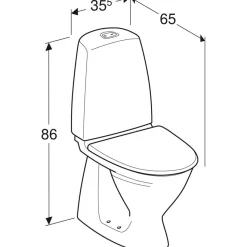 WC-istuin IDO Basic, piilo-S-lukko, 2-huuhtelu, istuinkannella