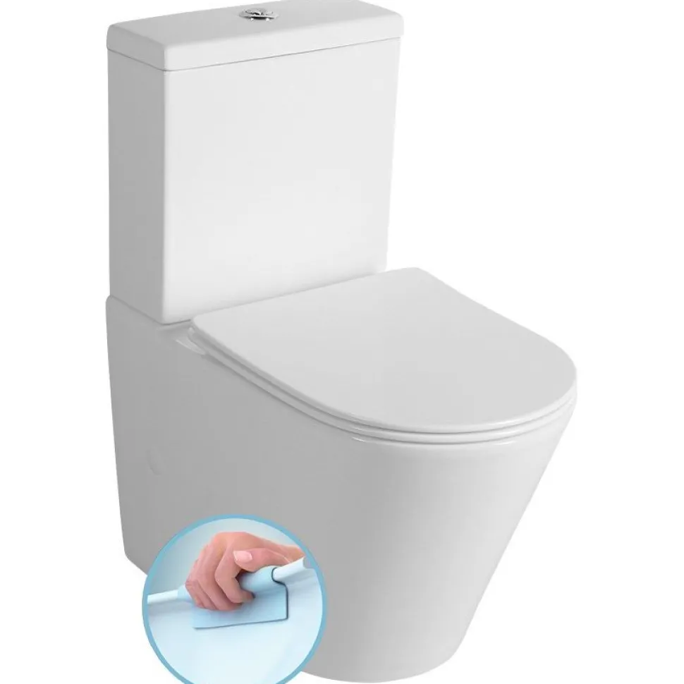WC-istuin Interia Pako Rimless soft-close -kannella kaksoishuuhtelu, valkoinen