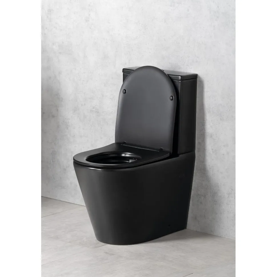 WC-istuin Interia Pako Rimless soft-close -kannella kaksoishuuhtelu, mattamusta