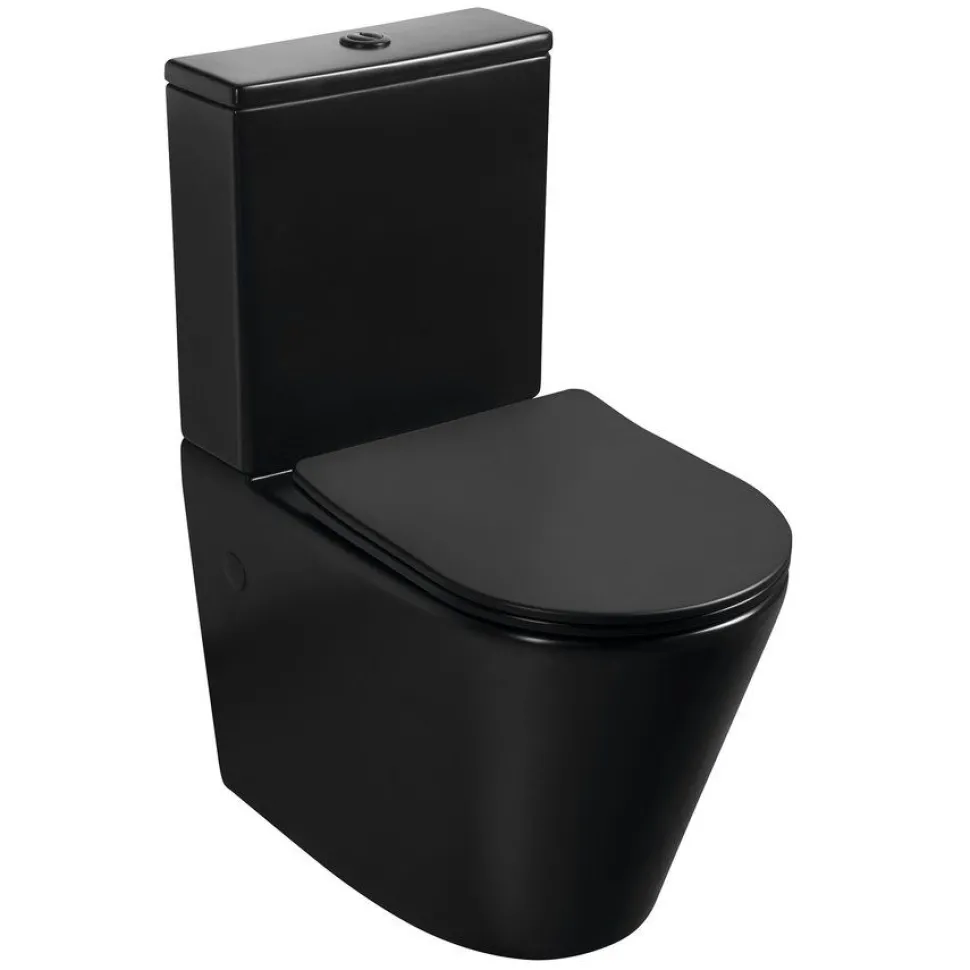 WC-istuin Interia Pako Rimless soft-close -kannella kaksoishuuhtelu, mattamusta