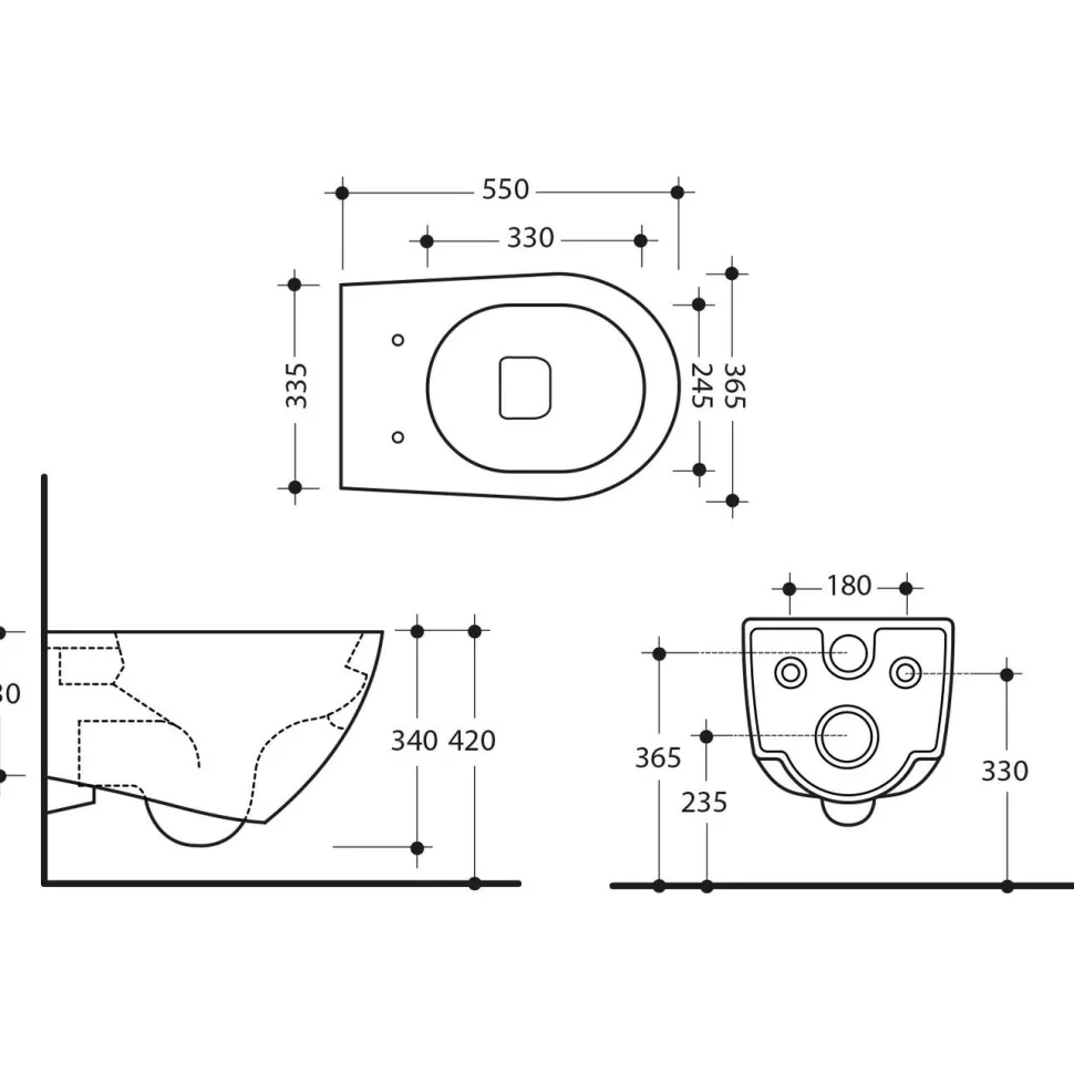 WC-istuin Kerasan Aquatech Rimless seinämalli valkoinen