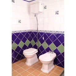 WC-istuin Kerasan Retro 1 P-lukko keraamisella yläsäiliöllä kromi
