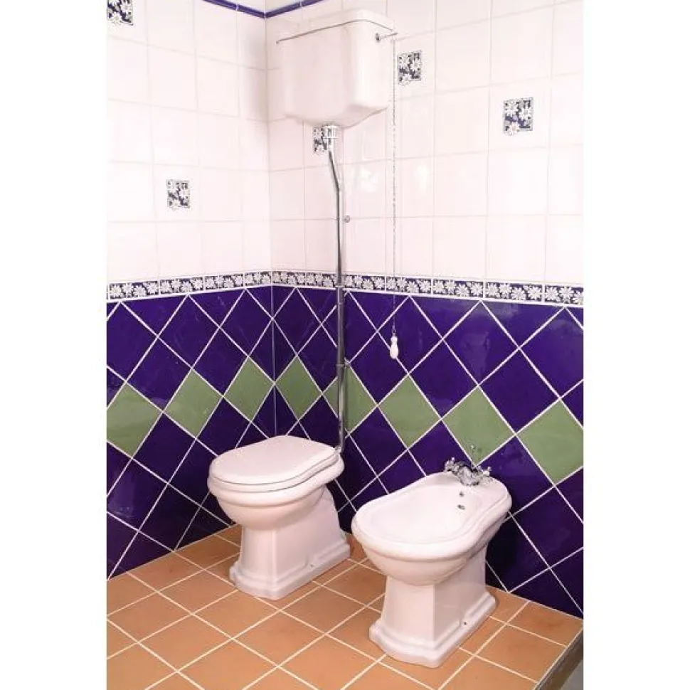 WC-istuin Kerasan Retro 1 P-lukko keraamisella yläsäiliöllä kromi