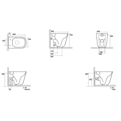 WC-istuin Kerasan Tribeca Rimless 5118 lattiamalli S/P-lukko matta eri värejä