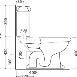 WC-istuin Lavabo Retro Monoblocco, S-lukko, valkoinen