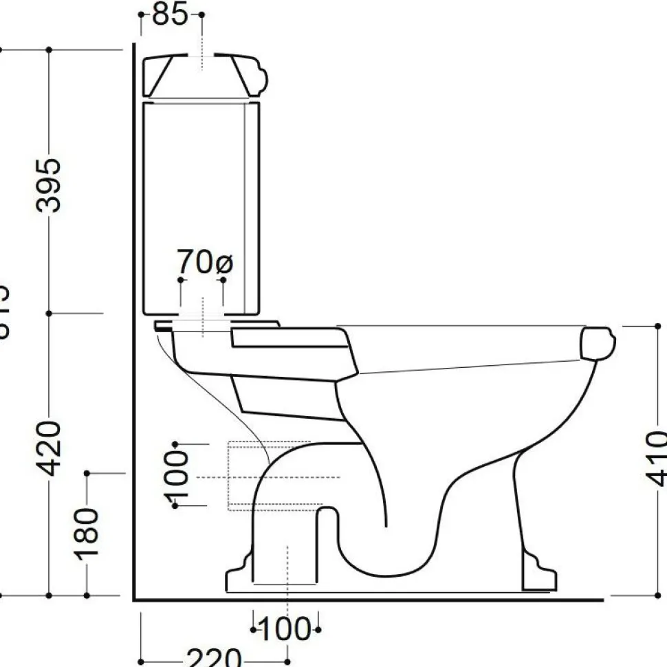 WC-istuin Lavabo Retro Monoblocco, S-lukko, valkoinen